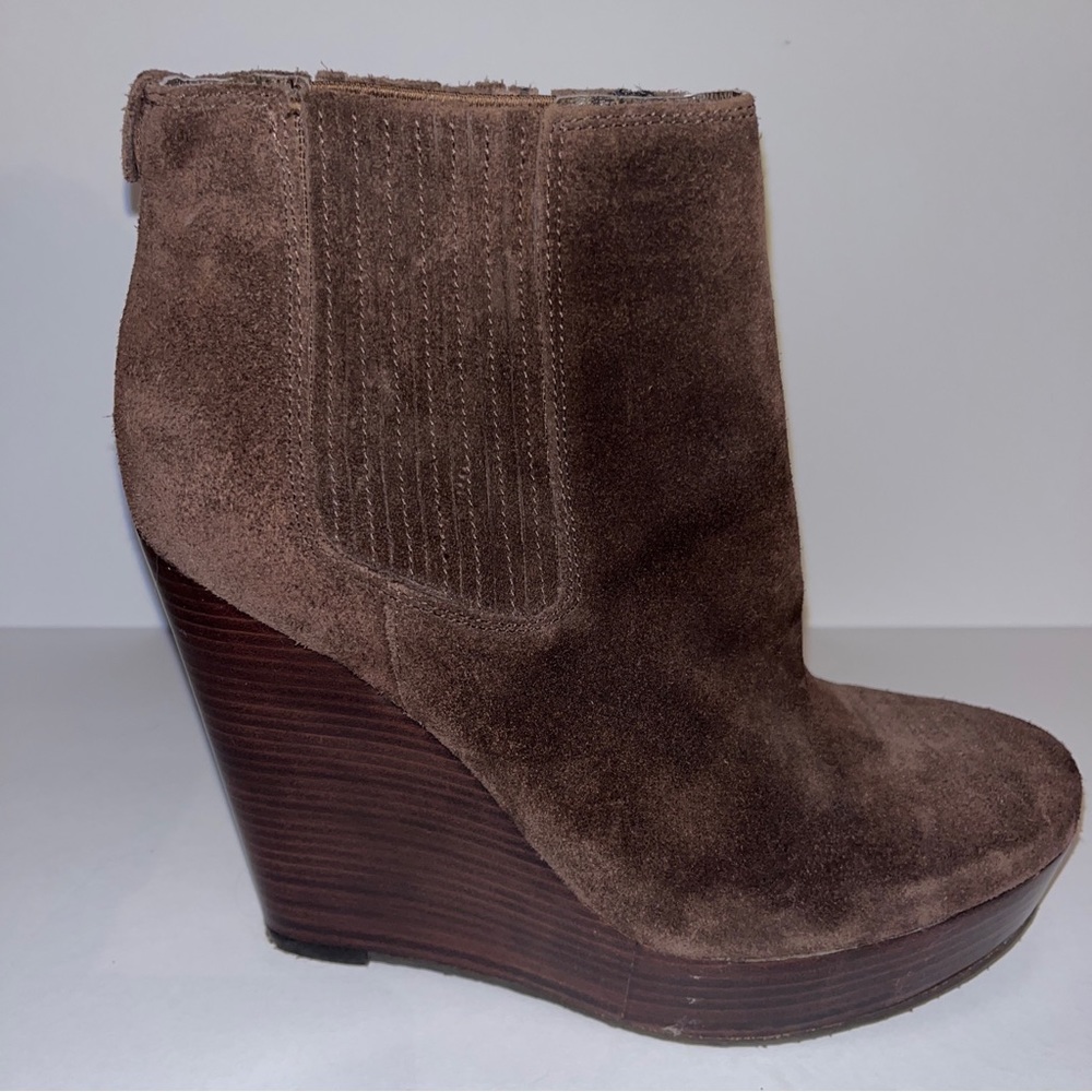 Michael Kors Thea Suede Wedge Caramel Brown 8.5